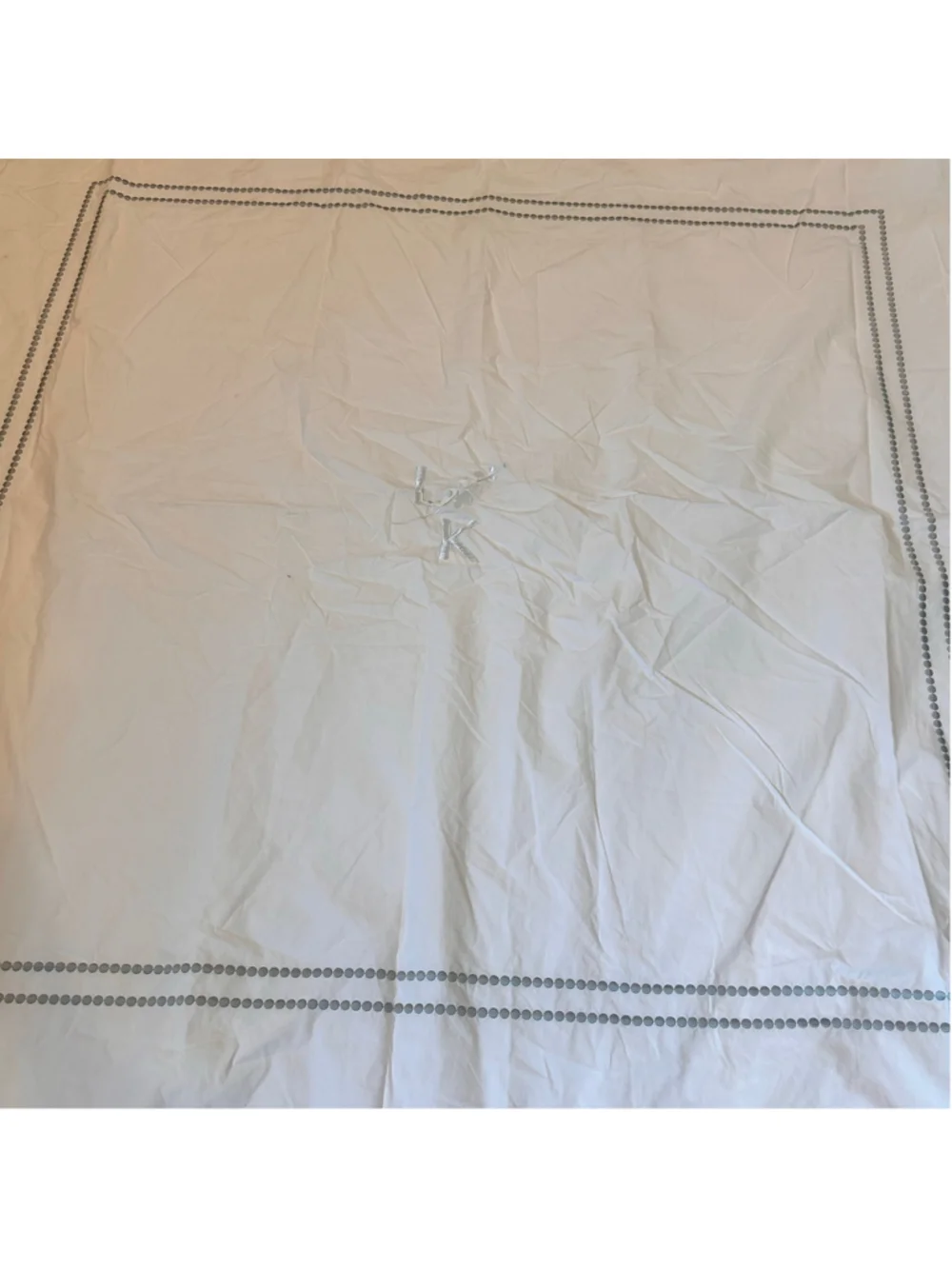 Pottery Barn White Minimalist Queen Cotton Duvet Cover Embroidered Monogramned